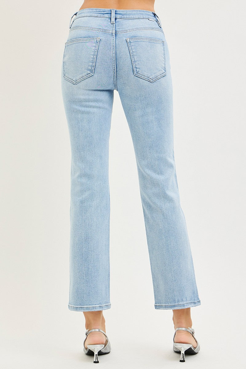 Risen Crop Straight Jeans - Light Wash