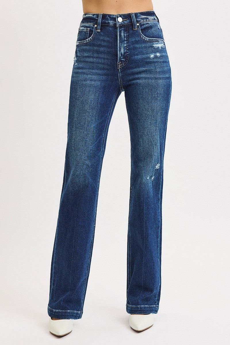 Risen Straight Leg Jeans - Dark Wash