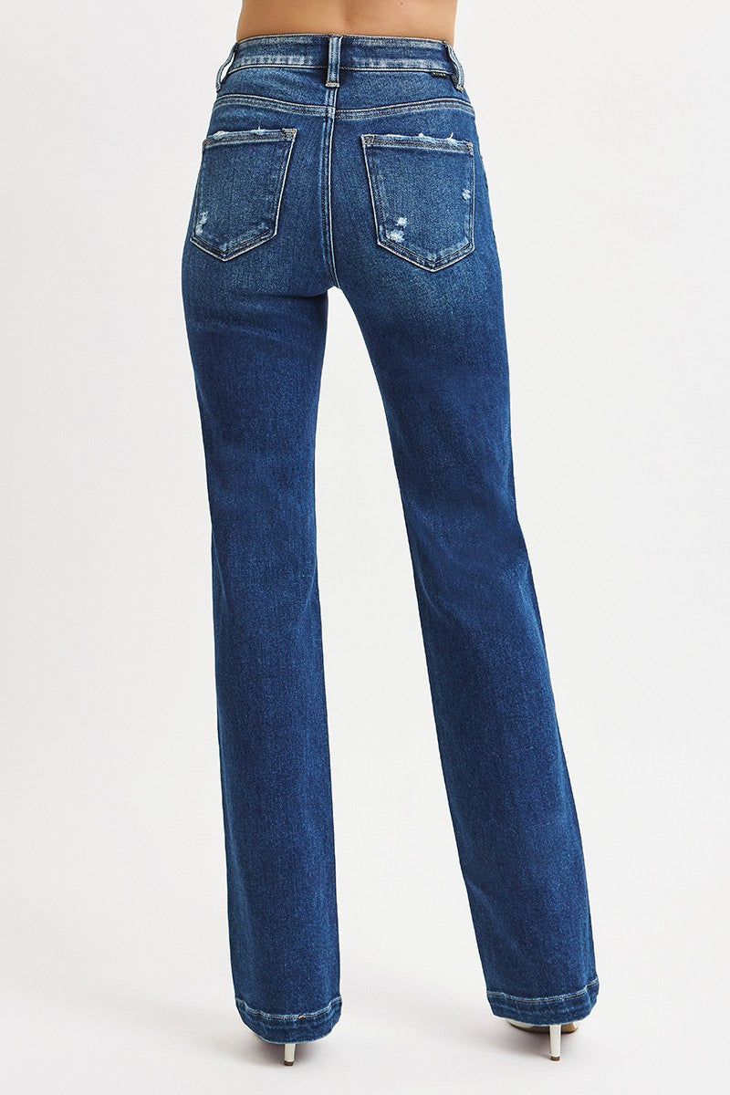 Risen Straight Leg Jeans - Dark Wash