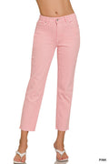 Cropped Straight Leg Jean - Pink