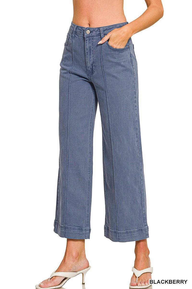 Pintuck Wide Leg Jean - Blackberry