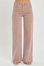 Risen Wide Legged Jeans - Mauve - Extended Size