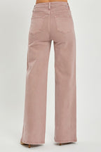 Risen Wide Legged Jeans - Mauve - Extended Size