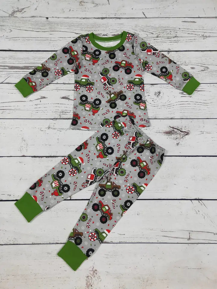 Boys Monster Truck Christmas PJs