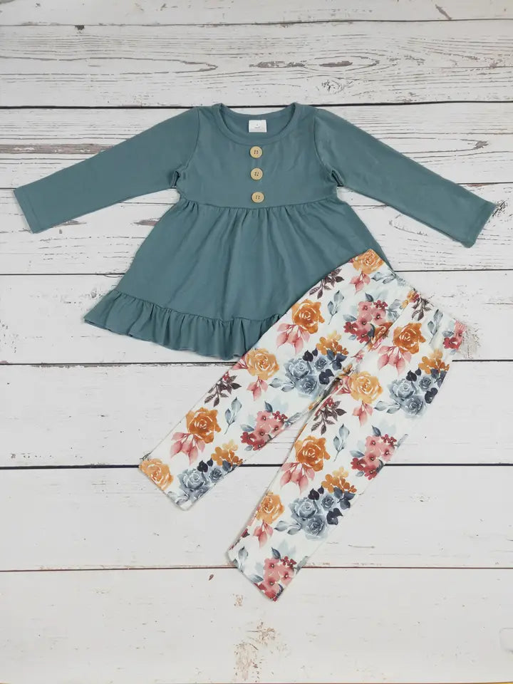 Legging Outfit - Blue/Floral