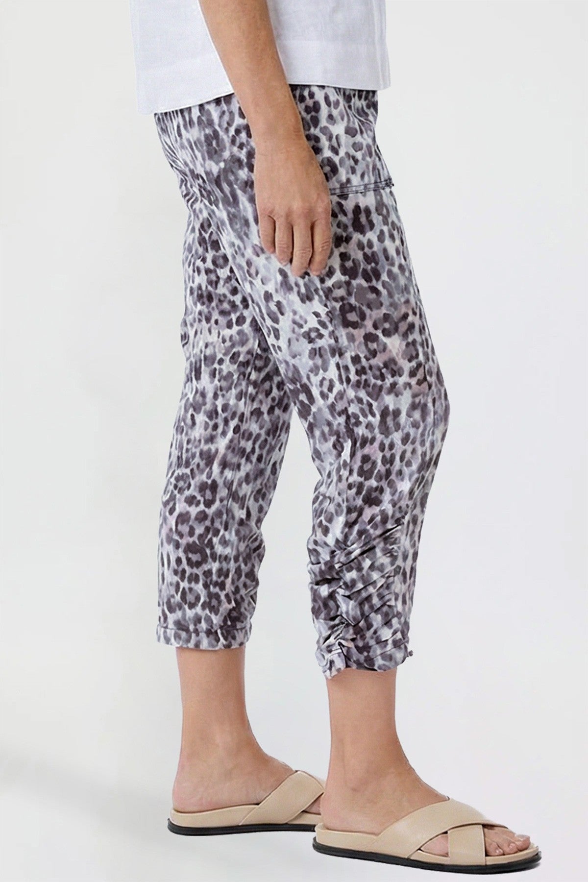 Ruched Ankle Capri Pant - Cheetah
