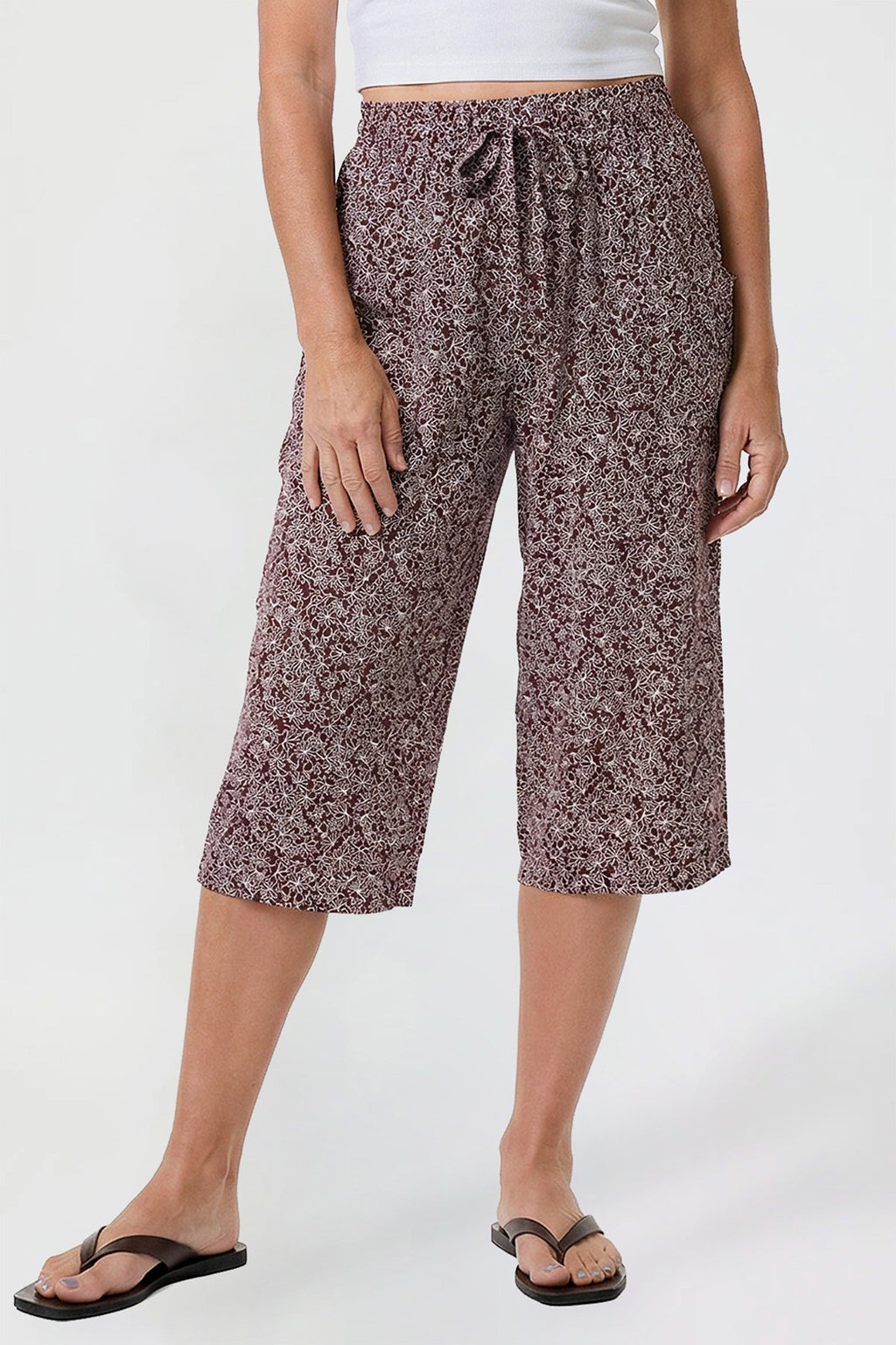 Skimmer Pant - Maroon Floral