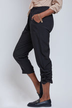 Ruched Ankle Capri Pant - Black
