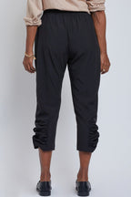 Ruched Ankle Capri Pant - Black