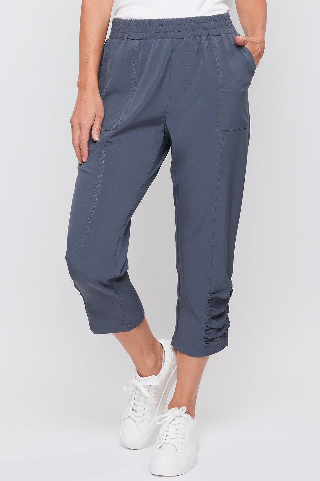 Ruched Ankle Capri Pant - Graphite