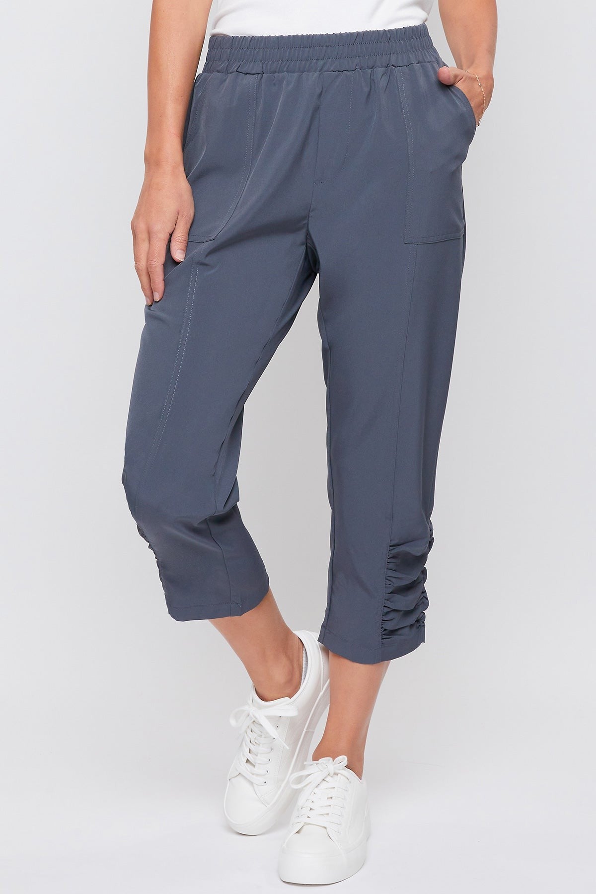 Ruched Ankle Capri Pant - Graphite
