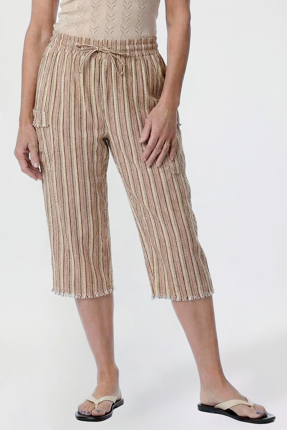Skimmer Pant - Tan/Brown Stripe