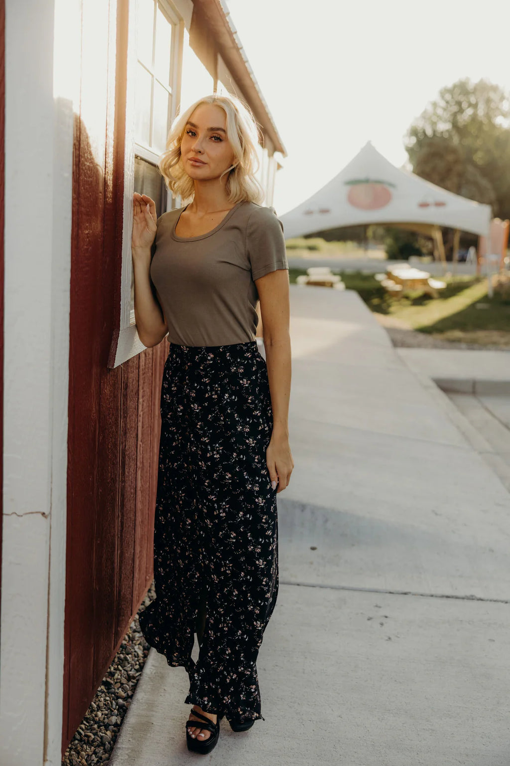 Slit Front Skirt - Floral