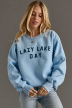Lazy Lake Day Crewneck - Lt. Blue