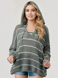 Loose Knit Hoodie - Navy Stripe