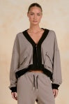 Zip Up Sweatshirt - Taupe/Black