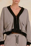Zip Up Sweatshirt - Taupe/Black