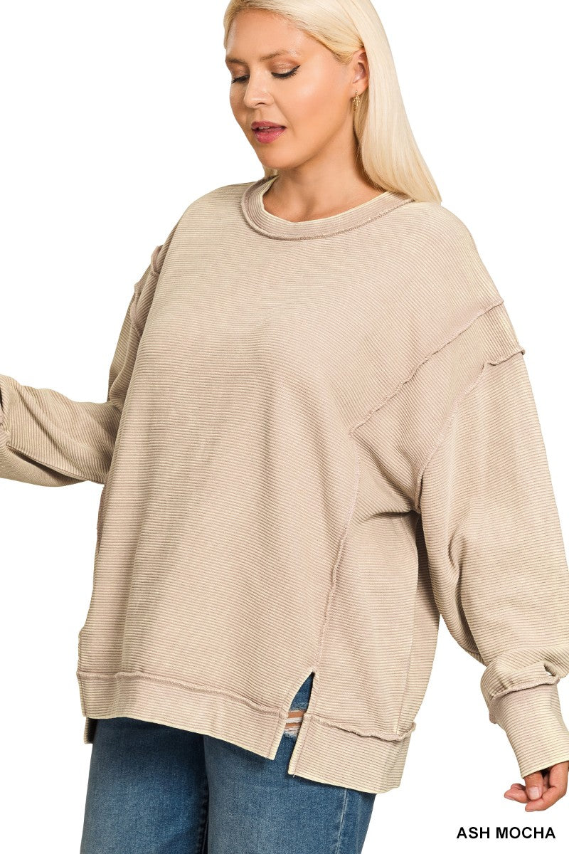Ribbed Pullover - Ash Mocha - Extended Size
