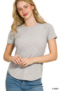 Ribbed Basic Tee - Heather Grey