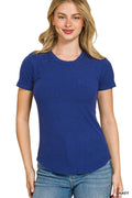 Ribbed Basic Tee - Navy