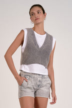 Layered Vest Tee - Black/White