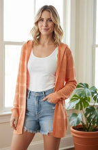 Hooded Cardigan - Papaya