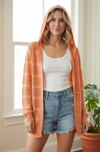Hooded Cardigan - Papaya