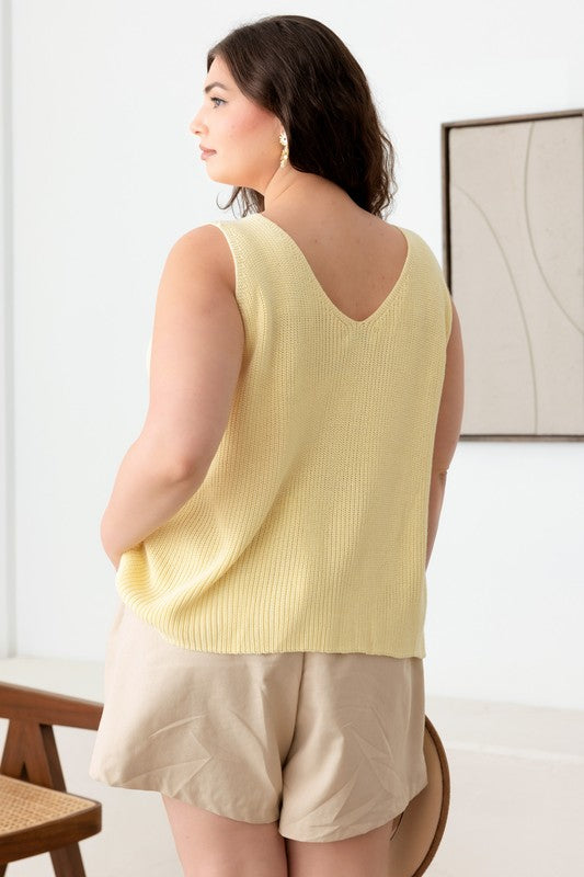 Lemon Knit Sweater Tank - Extended Size