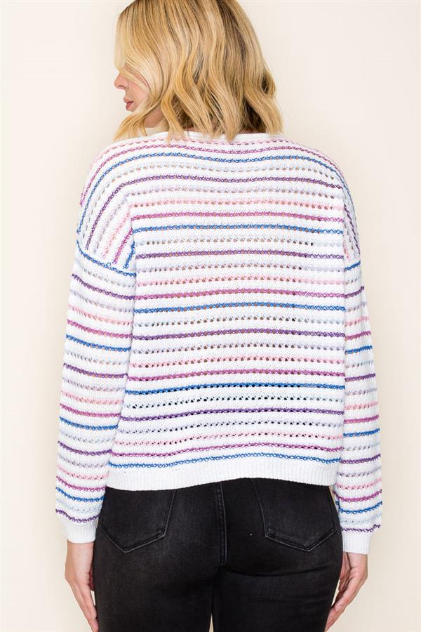 Striped Crochet Sweater - Multi