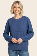 Textured Long Balloon Sleeve - Blue