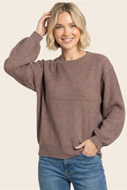 Textured Long Balloon Sleeve - Mocha
