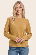 Ribbed Sleeve Long Sleeve - Mustard