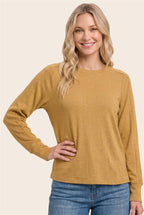 Ribbed Sleeve Long Sleeve - Mustard