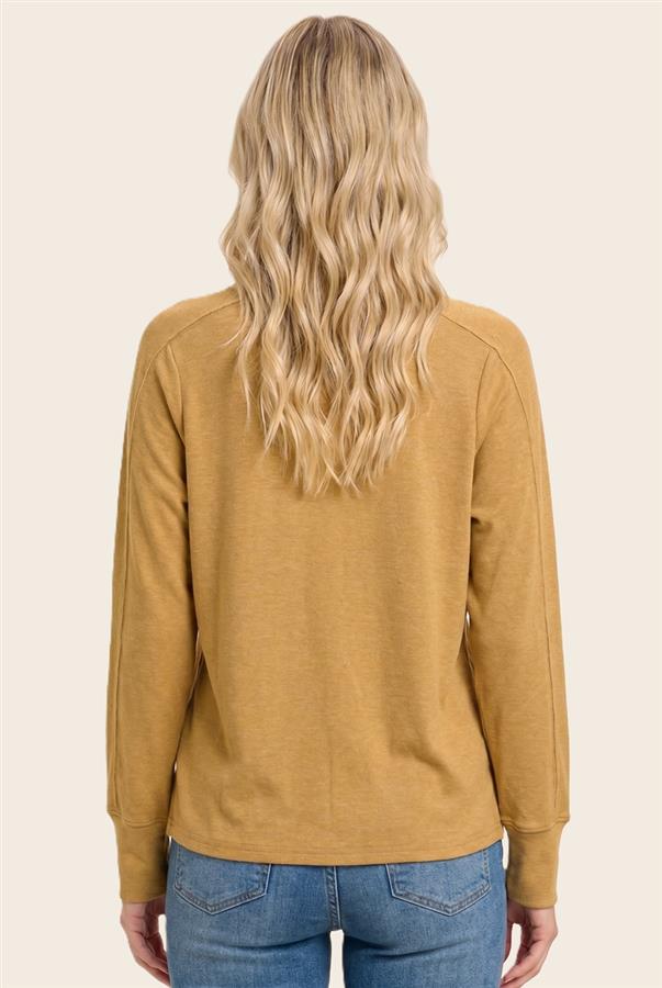 Ribbed Sleeve Long Sleeve - Mustard