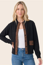 Mock Neck Cardigan - Black