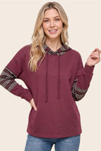 Hooded Striped Long Sleeve - Burgundy