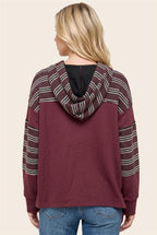 Hooded Striped Long Sleeve - Burgundy