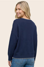 Blanket Stitch Sweater - Navy
