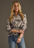 Plaid Button Up - Gray/Brown