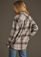 Plaid Button Up - Gray/Brown