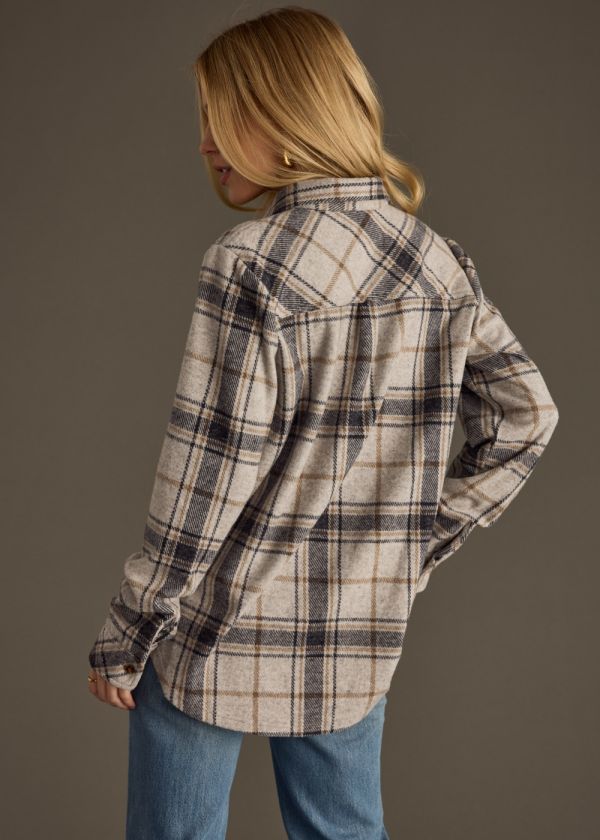 Plaid Button Up - Gray/Brown