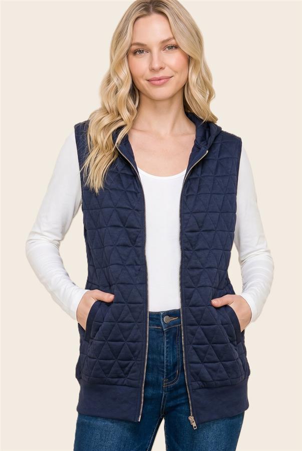 Quilted Vest - Navy