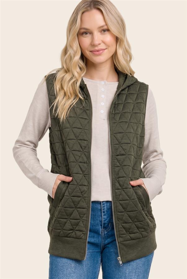 Quilted Vest - Olive