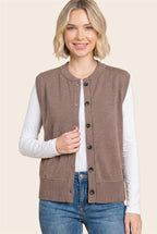Button Down Sweater Vest - Mocha