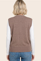 Button Down Sweater Vest - Mocha