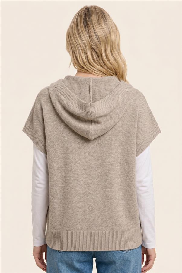 Hooded Sweater Vest - Taupe