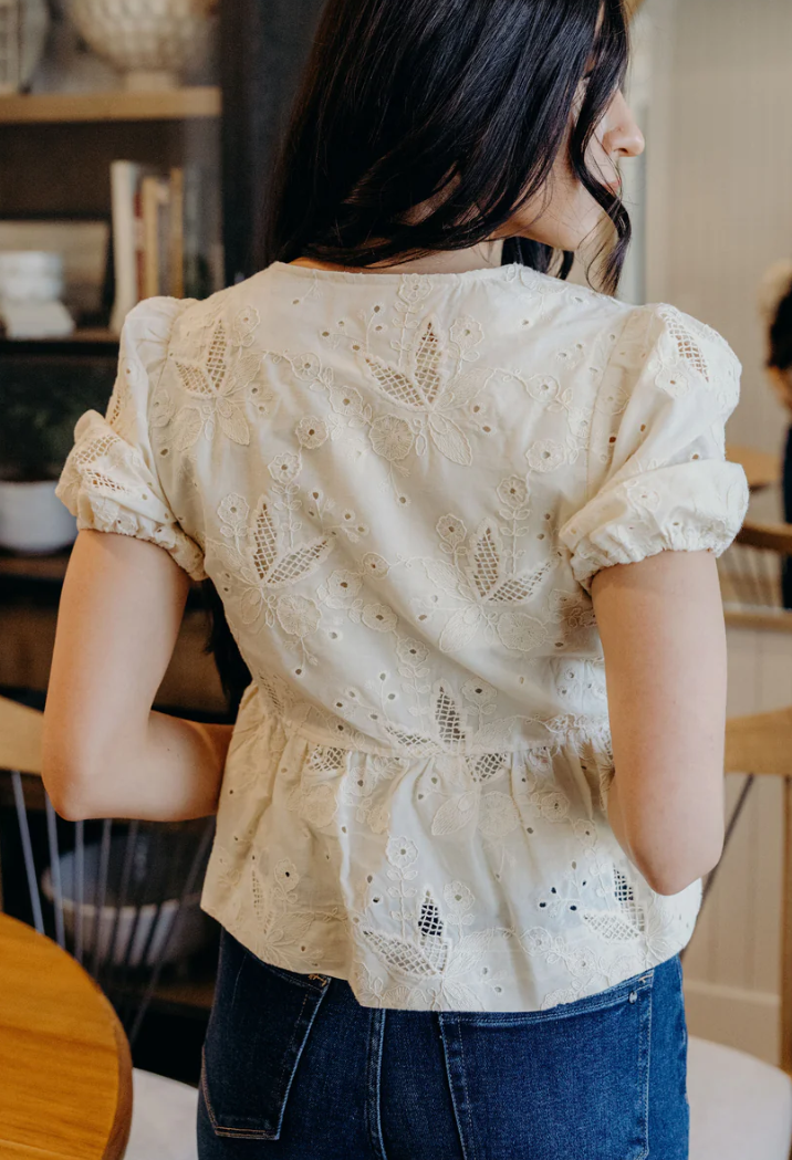 Tie Front Lace Peplum Blouse